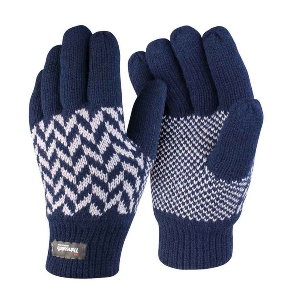 Result Winter Essentials Unisex Adult Thinsulate Patterned Gloves / Navy/Gray